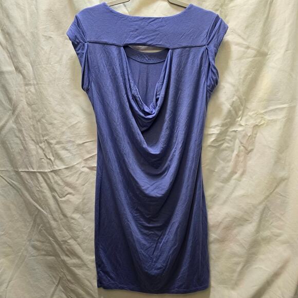Athleta Charisma light purple silk blend bodycon mini dress draped back medium - Picture 7 of 9